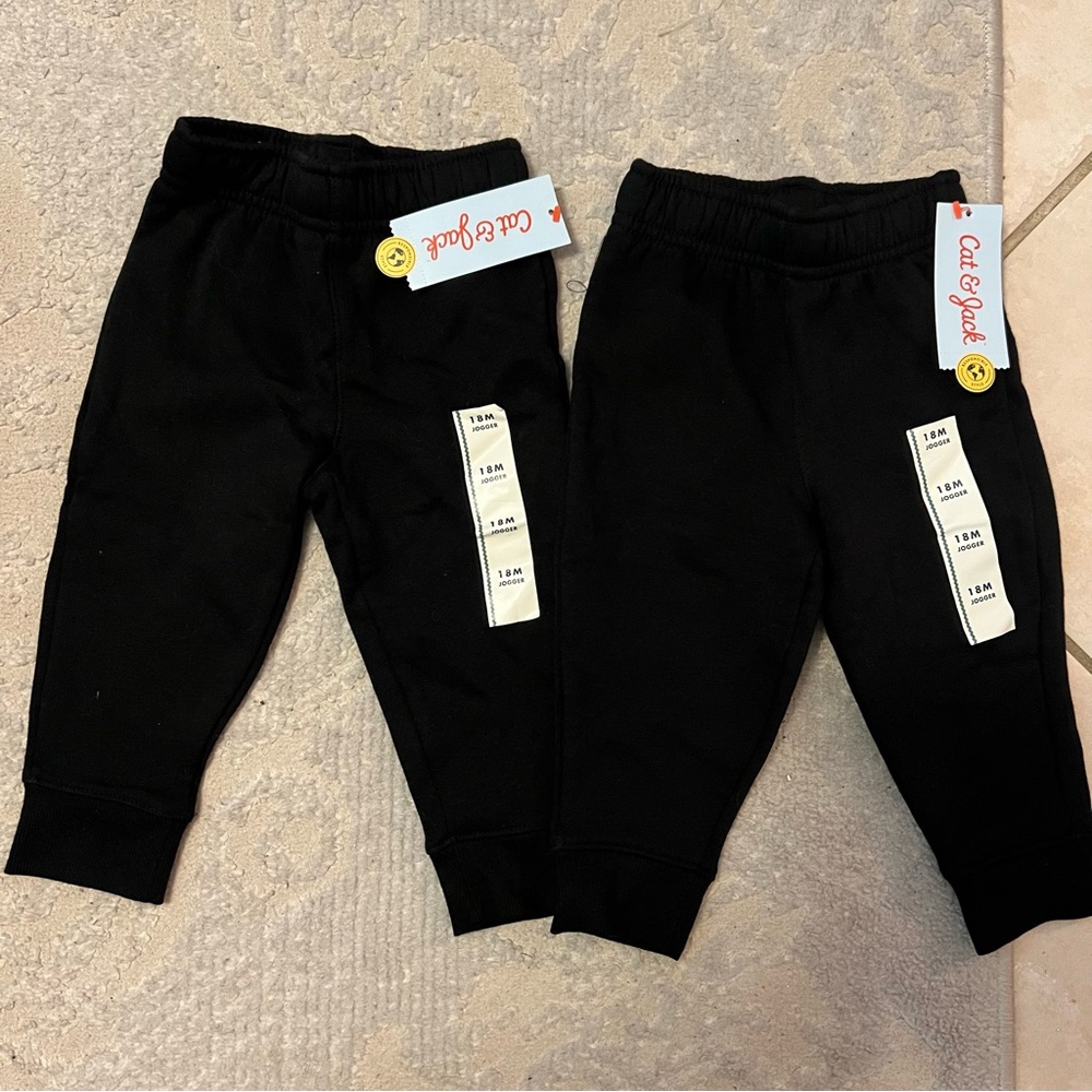 Cat & Jack Classic Black Kids Sweatpants lot of 2